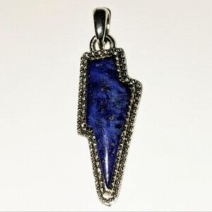 Lapis Lazuli Gemstone Lightning Bolt Pendant Necklace